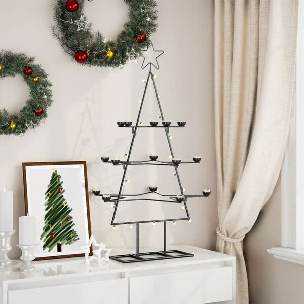 vidaXL Metal Christmas Tree Black Powder-coated steel Medium Collapsible