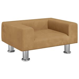 vidaXL Kids Sofa Brown Velvet, solid pine wood, chrome steel Mini
