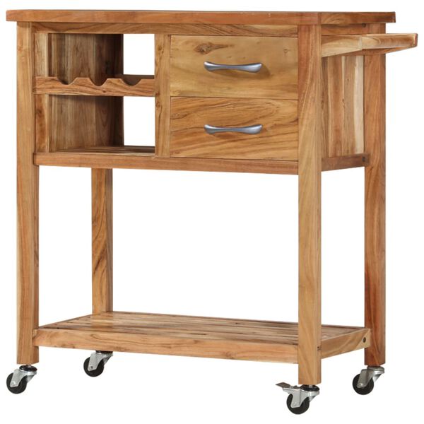 vidaXL Kitchen Trolley 31.5"x17.7"x35.8" Solid Wood Acacia