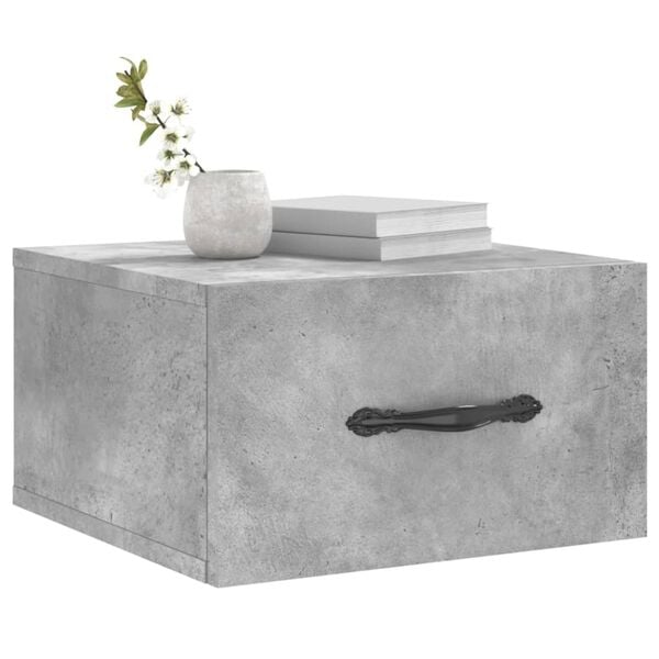 vidaXL Wall-mounted Bedside Cabinet Set of 2 Concrete grey Engineered wood