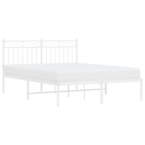 vidaXL Bed Frame White Powder-coated steel Full Bed Frame Rectangular