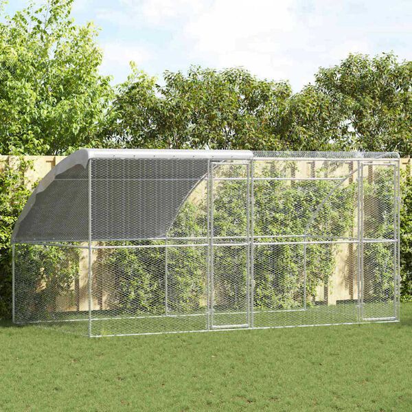 vidaXL Chicken Cage Silver 400 x 200 x 198.5 cm Galvanized steel