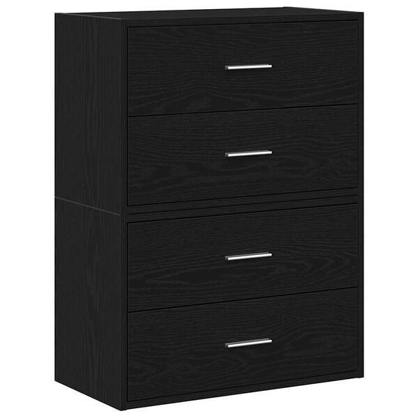 vidaXL Cabinet Set of 2 Black Oak Engineered Wood Medium Modular