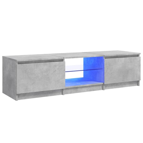 vidaXL TV Cabinet with LED Lights Concrete Grey 55.1x15.7x14.2"
