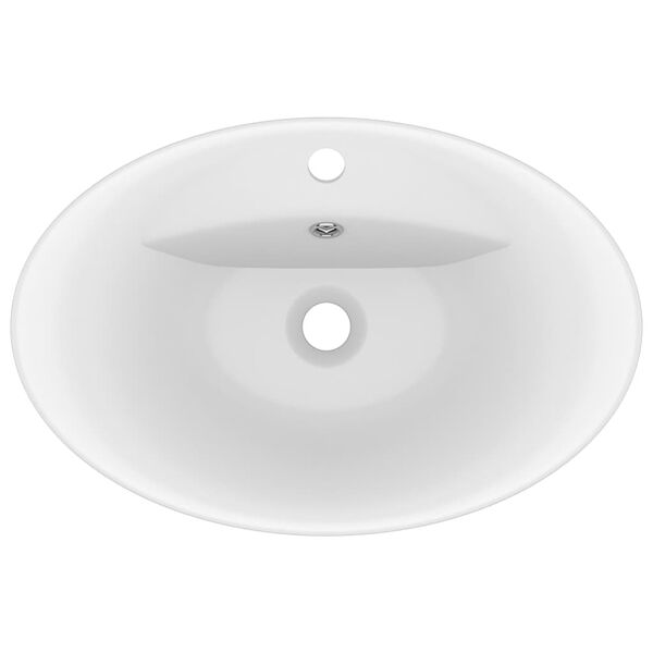 vidaXL Luxury Basin Overflow Oval Matt White 23.0x15.4" Ceramic