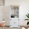 vidaXL Side Cabinet White body and brown top Solid pinewood