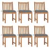 vidaXL Patio Chair Set of 6 Teak wood Standard Durable Patio Chair