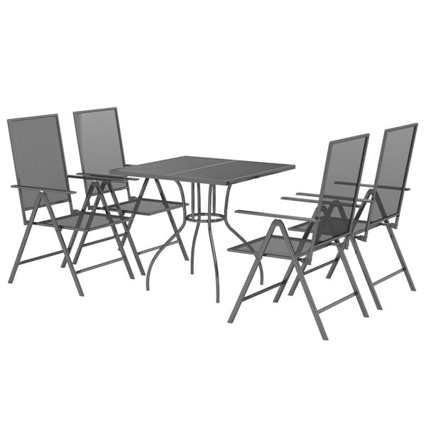 vidaXL Garden Dining Set Anthracite Steel Medium Foldable