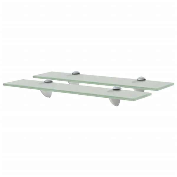 vidaXL Floating Shelf Set of 2 Frosted Tempered safety glass, Zinc alloy