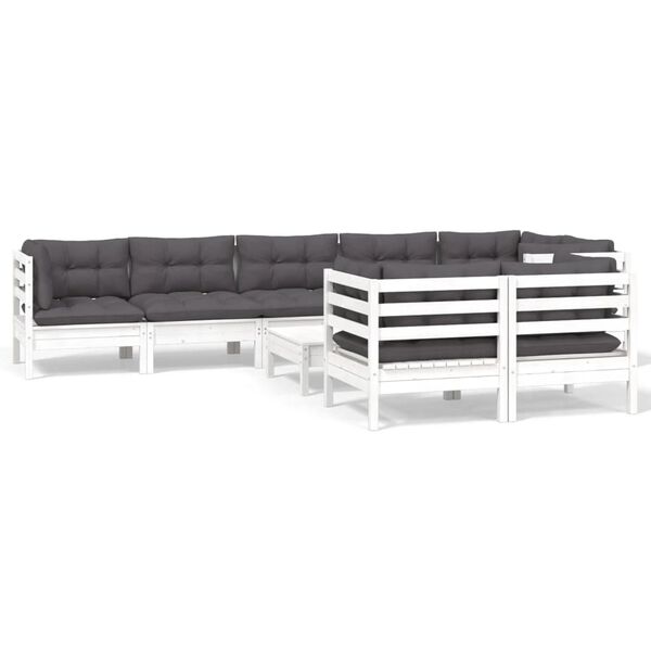 vidaXL Garden Lounge Set White, Anthracite