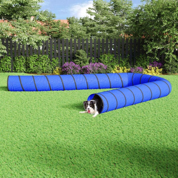 vidaXL Dog Tunnel Blue Polyester, metal Long tunnel Collapsible