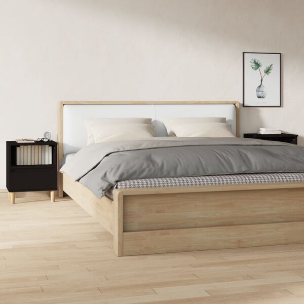vidaXL Bedside Cabinet Set of 2 Black