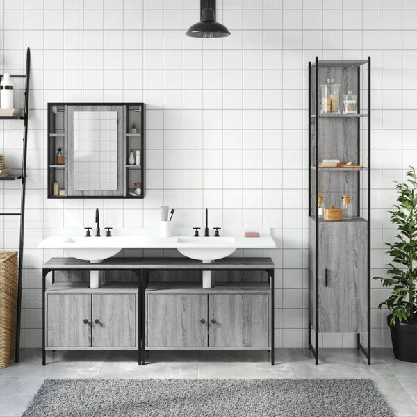 vidaXL Bathroom Cabinet Set Grey sonoma