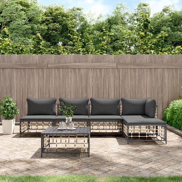 vidaXL Garden Lounge Set Anthracite Poly Rattan Large Modular