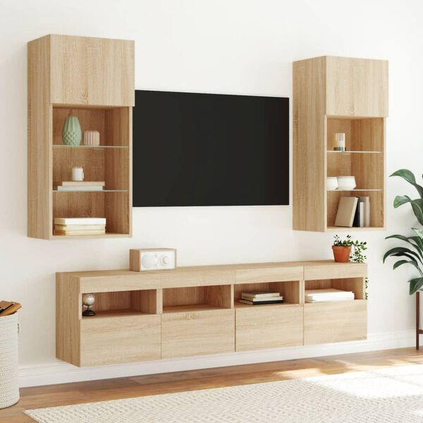 vidaXL 5 Piece TV Wall Units with LED Sonoma Oak Engineered Wood