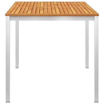 vidaXL Patio Dining Table 55.1"x31.5"x29.5" Solid Acacia Wood and Stainless Steel