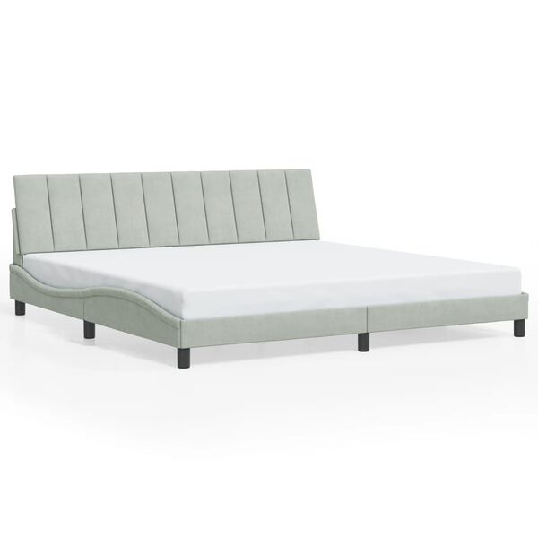 vidaXL Bed Frame without Mattress "Hanko" Light Gray 76"x79.9" Velvet