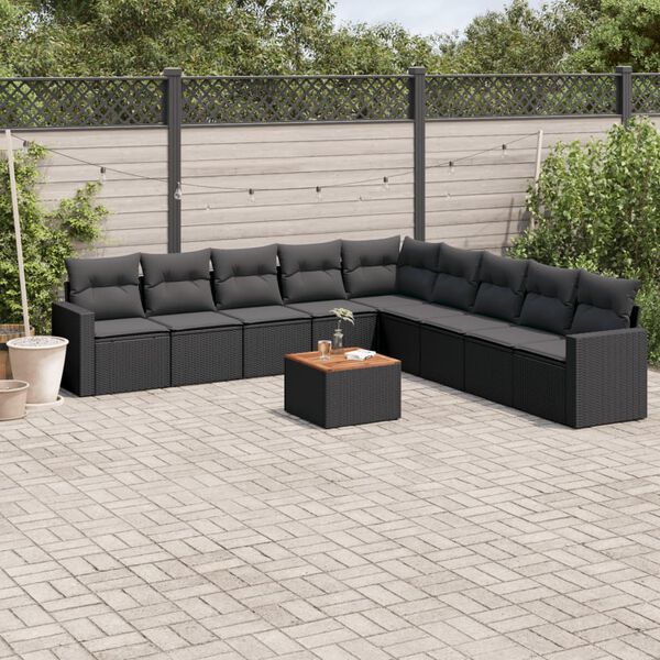 vidaXL Garden Sofa Set Black