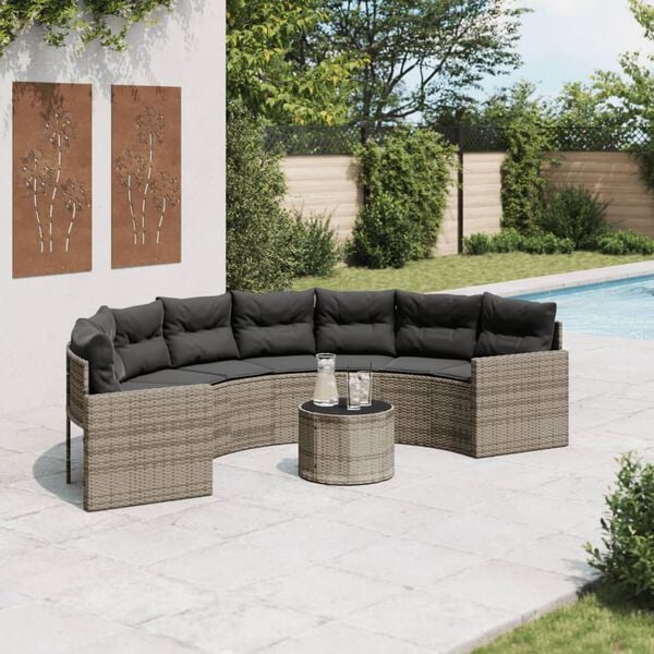 vidaXL Garden Sofa Half-Round Gray