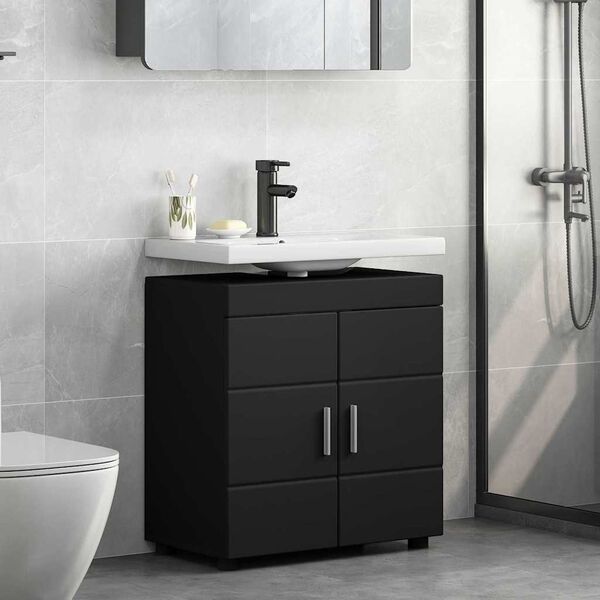 vidaXL Bathroom Cabinet Set TULUM Black 23.62 x 13.39 x 24.80 in