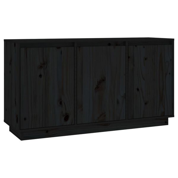 vidaXL Sideboard Black Solid pine wood Medium Sideboard Rectangular