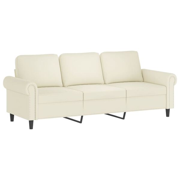 vidaXL 3-Seater Sofa with Footstool Cream 70.9" Velvet
