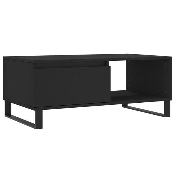vidaXL Coffee Table Black Engineered wood Medium Storage Coffee Table