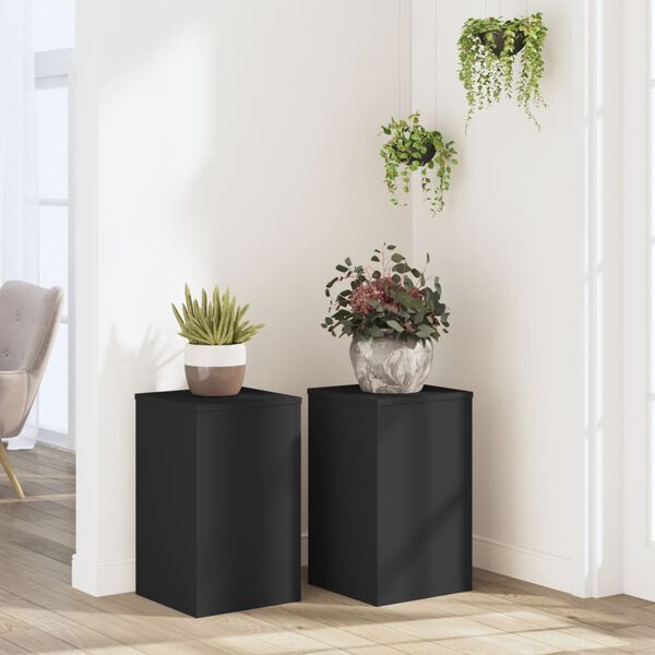 vidaXL Plant Stand Set of 2 Black Engineered wood Medium Minimalistic