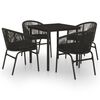 vidaXL Garden Dining Set Black Powder-coated steel, PVC rattan, glass