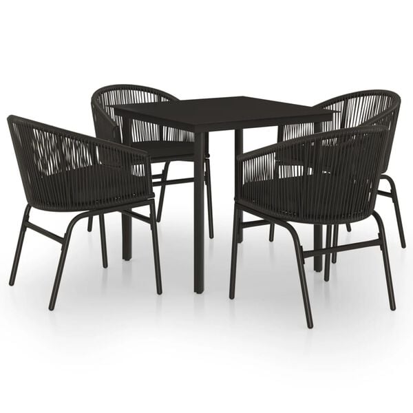vidaXL Garden Dining Set Black Powder-coated steel, PVC rattan, glass