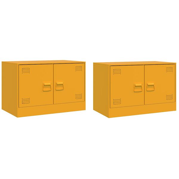 vidaXL TV Cabinet Set of 2 Mustard Yellow Cold-rolled steel Large