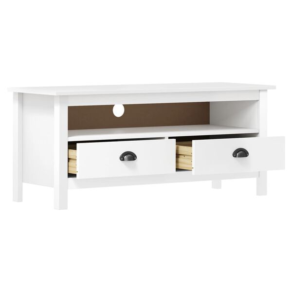 vidaXL TV Cabinet White Solid pine wood Medium TV Cabinet Rectangular