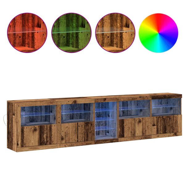 vidaXL LED Sideboard Old Wood 111.42 x 14.57 x 26.38 in