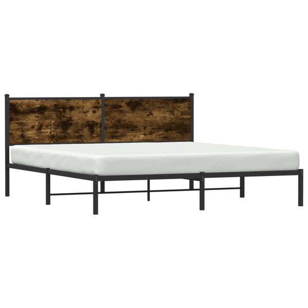 vidaXL Bed Frame Smoked Oak Steel, Engineered wood Full Bed Durable