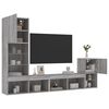 vidaXL TV Wall Unit Grey sonoma Engineered wood, glass Large