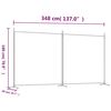 vidaXL 2-Panel Room Divider White 137"x70.9" Fabric