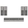 vidaXL 7 Piece TV Wall Stand Set with LED Lights Gray Sonoma