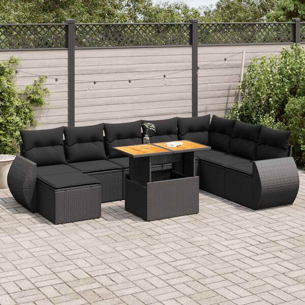 vidaXL Garden Sofa Set Black