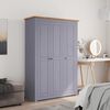 vidaXL Wardrobe Gray Solid Pine Wood Large Wardrobe Rectangular
