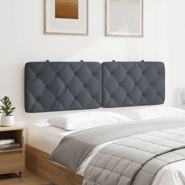 vidaXL Headboard Cushion Dark Grey Velvet (100% polyester) Queen Size