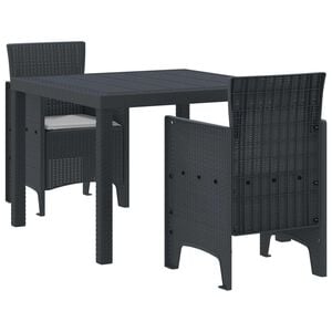 vidaXL Garden Dining Set 3 pcs Anthracite Polt rattan