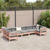 vidaXL Garden Sofa Set Natural wood, Grey cushions