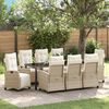 vidaXL Garden Dining Set with Cushion 9 pcs Beige Poly Rattan