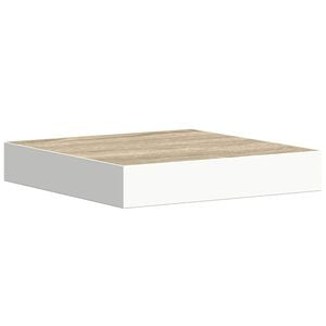 vidaXL Wall Shelf Oak and White Honeycomb MDF, Metal 9.1 x 9.3 x 1.5 in