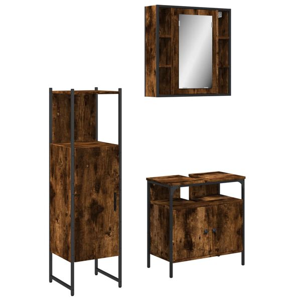 vidaXL Bathroom Cabinet Set Smoked oak Engineered wood Medium
