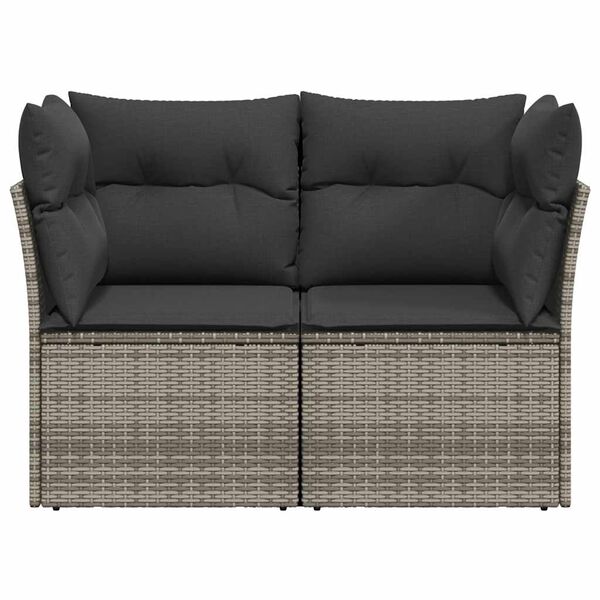 vidaXL Garden Sofa Grey PE rattan, powder-coated steel 2-seater