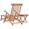 vidaXL Deck Chair Teak Teak Wood Standard Foldable Deck Chair