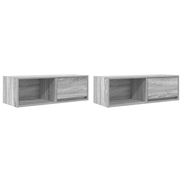 vidaXL TV Cabinet Set of 2 Grey Sonoma Engineered Wood Standard