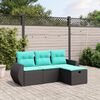 vidaXL Garden Sofa Set Black Poly Rattan, Powder-Coated Steel