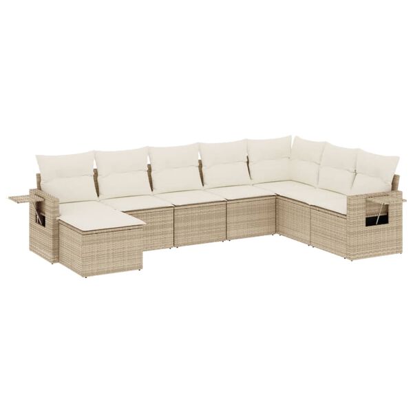 vidaXL Garden Sofa Set Beige PE Rattan Large Foldable Garden Sofa Set